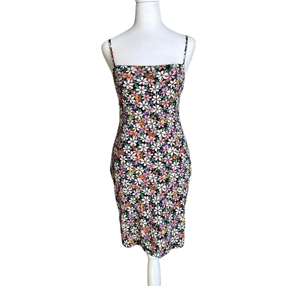 Zara Floral Bodycon Mini Floral Spaghetti strap Dress Size M - Picture 1 of 17